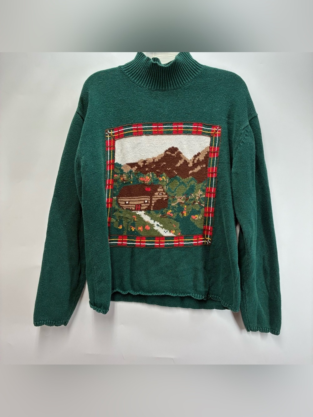 Vintage 90s Birch Bros Eagles Eye Womens Medium Knit Cabin Turtleneck Sweater M
